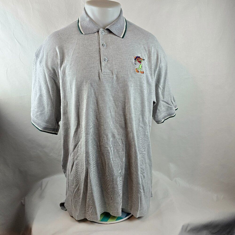 Vintage Rainforest Cafe Shirt Men XL Grey Polo Golf Frog Embroidered Made in USA
